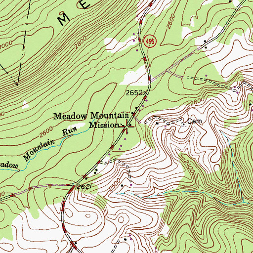 Topographic Map of Meadow Mountain Mission, MD