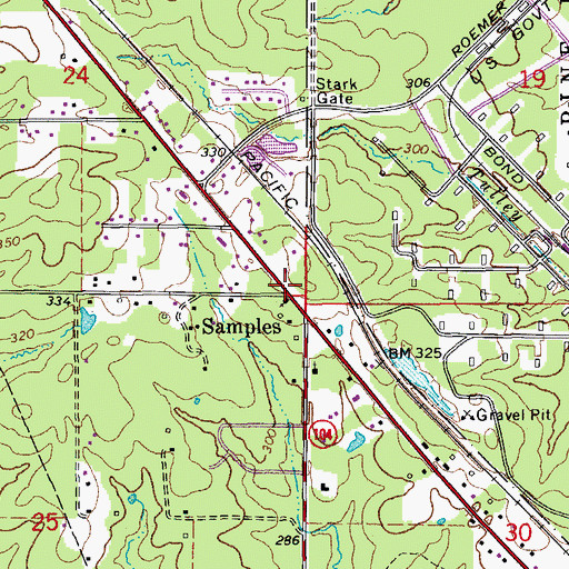 Topographic Map of Samples, AR