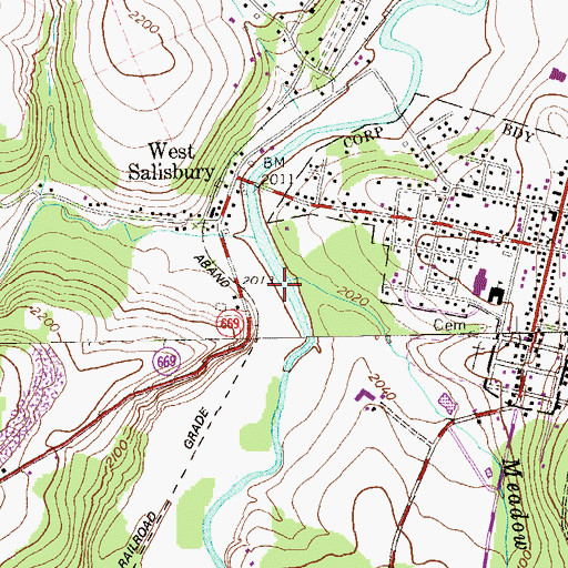 Topographic Map of Meadow Run, PA