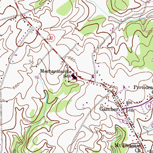Topographic Map of Mechanicsville Elementary School, MD