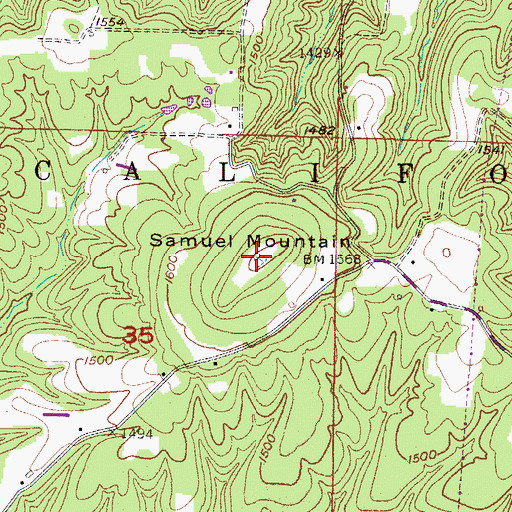 Topographic Map of Samuel Mountain, AR