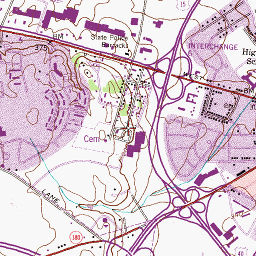 Topographic Map of Memorial Park Cemetery, MD