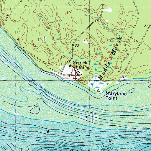 Topographic Map of Merrick Boys Camp, MD