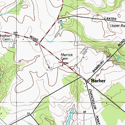 Topographic Map of Merrick Cemetery, MD