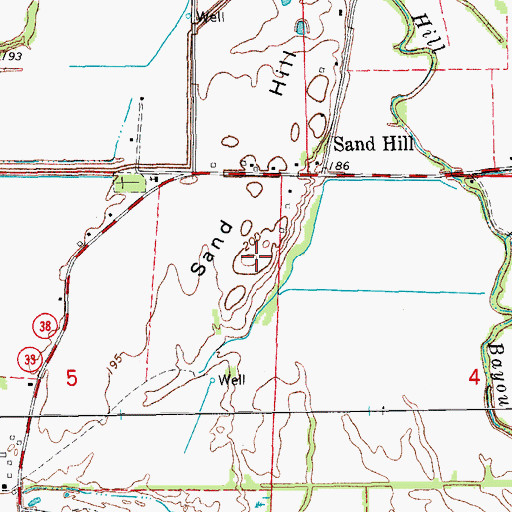 Topographic Map of Sand Hill, AR