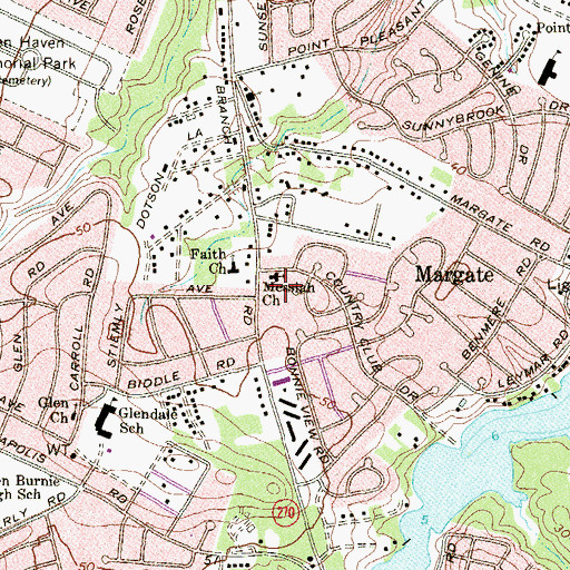 Topographic Map of Messiah United Methodist Church, MD