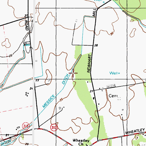 Topographic Map of Messick Ditch, MD