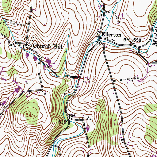 Topographic Map of Middle Creek, MD