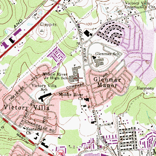 Topographic Map of Middle River Middle School, MD