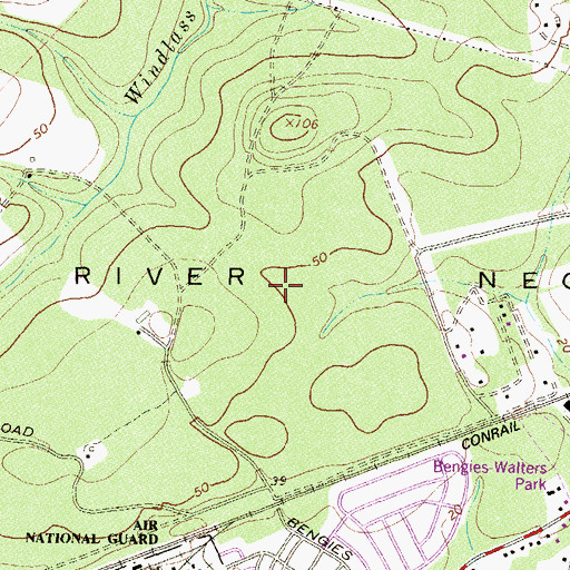 Topographic Map of Middle River Neck, MD