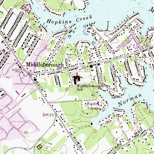 Topographic Map of Middleborough Elementary School, MD