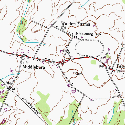 Topographic Map of Middleburg, MD