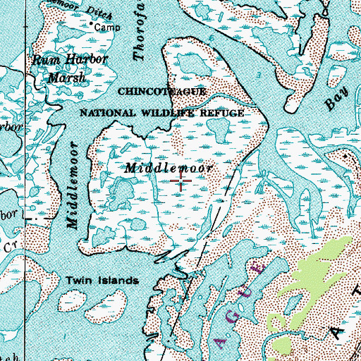Topographic Map of Middlemoor, MD