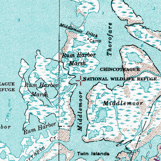 Topographic Map of Middlemoor Thorofare, MD