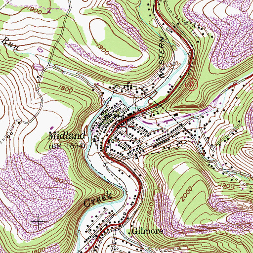 Topographic Map of Midland, MD