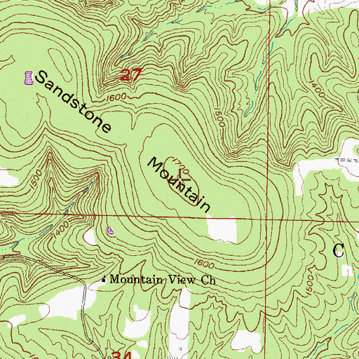 Topographic Map of Sandstone Mountain, AR