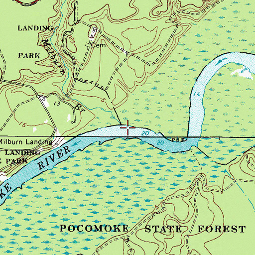 Topographic Map of Milburn Branch, MD