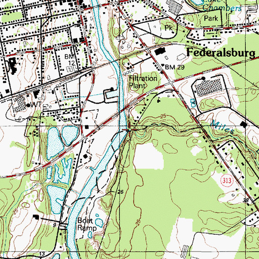 Topographic Map of Miles Branch, MD