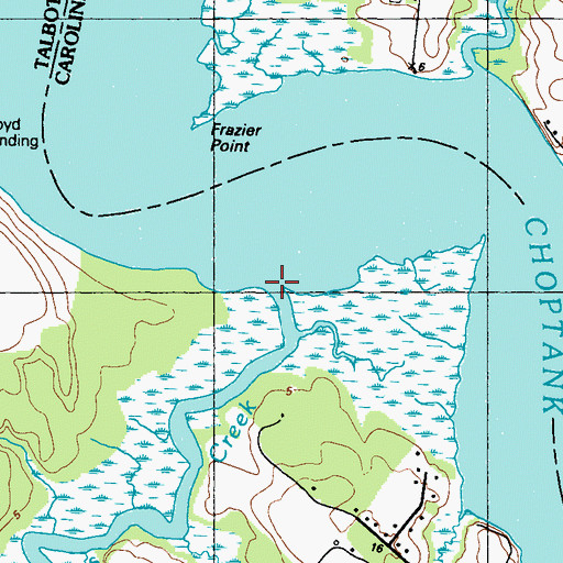 Topographic Map of Miles Creek, MD