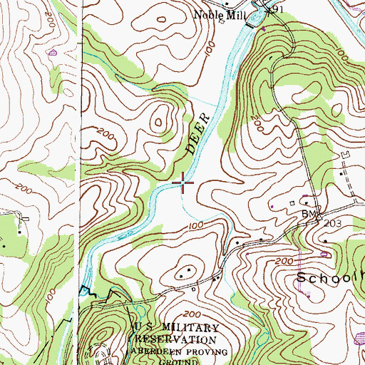 Topographic Map of Mill Brook, MD