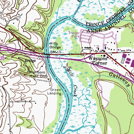Topographic Map of Mill Creek, MD