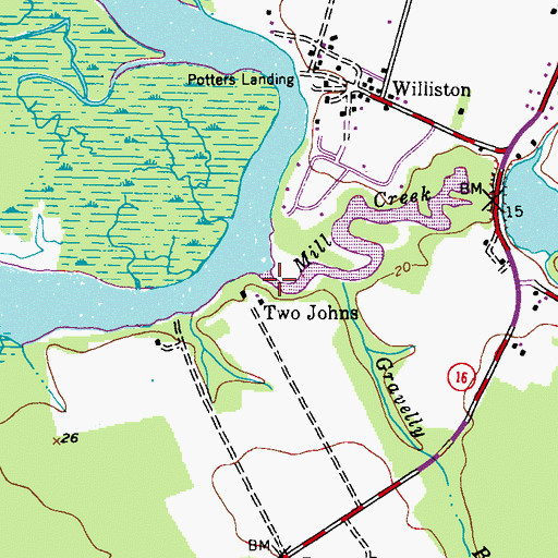 Topographic Map of Mill Creek, MD