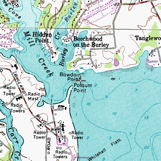 Topographic Map of Mill Creek, MD
