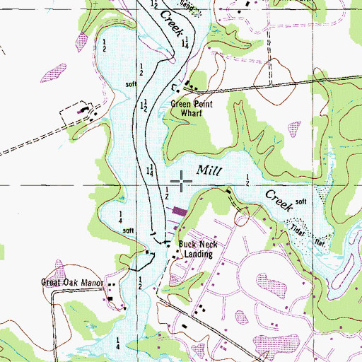 Topographic Map of Mill Creek, MD