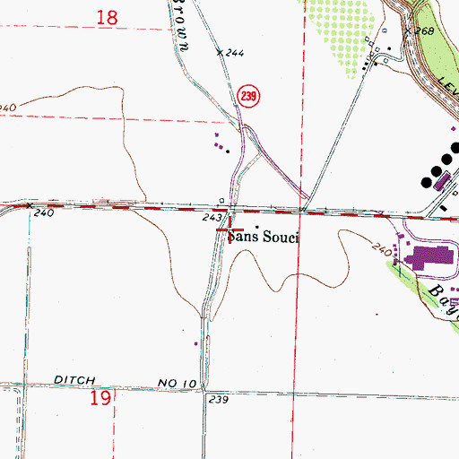 Topographic Map of Sans Souci, AR