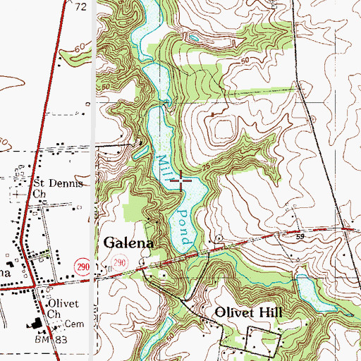 Topographic Map of Mill Pond, MD
