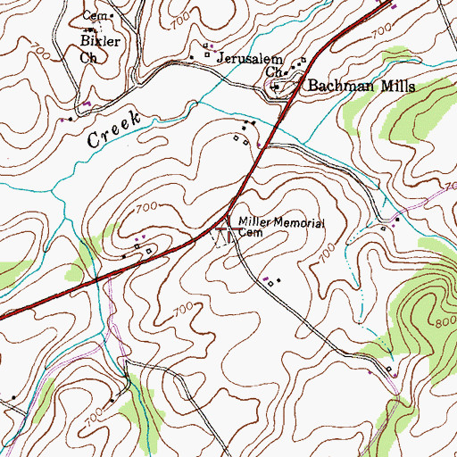 Topographic Map of Miller Memorial Cemetery, MD