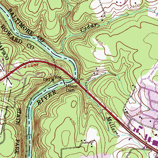 Topographic Map of Miller Run, MD