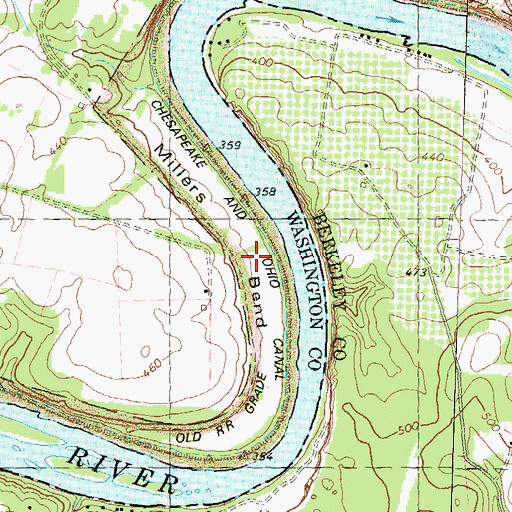 Topographic Map of Millers Bend, MD