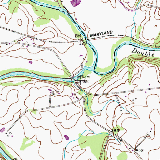 Topographic Map of Millers Bridge, MD