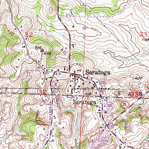 Topographic Map of Saratoga, AR