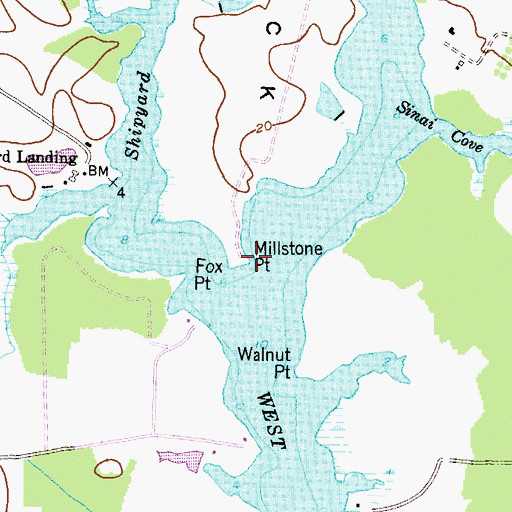 Topographic Map of Millstone Point, MD