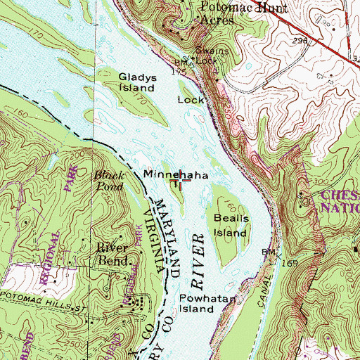 Topographic Map of Minnehaha Island, MD