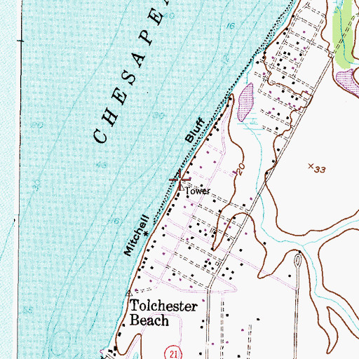 Topographic Map of Mitchell Bluff, MD