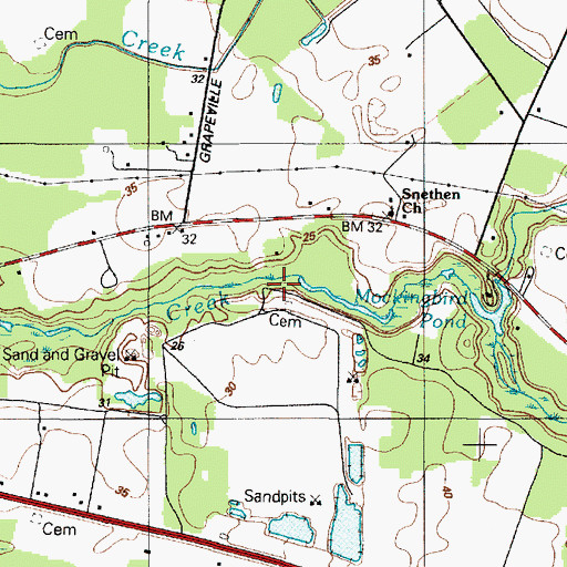 Topographic Map of Mockingbird Pond, MD