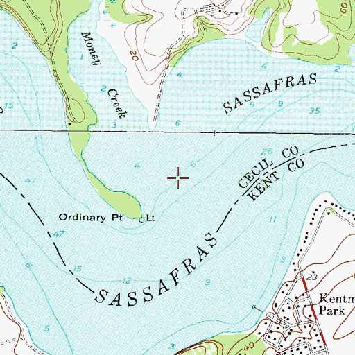 Topographic Map of Money Creek, MD