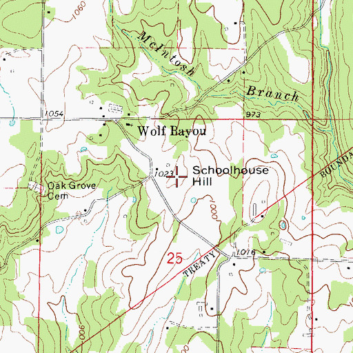 Topographic Map of Schoolhouse Hill, AR