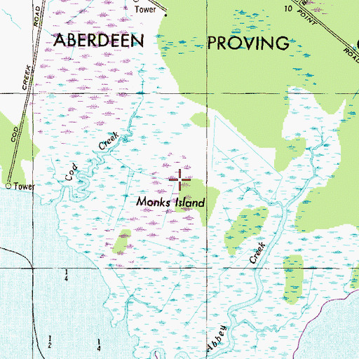 Topographic Map of Monks Island, MD