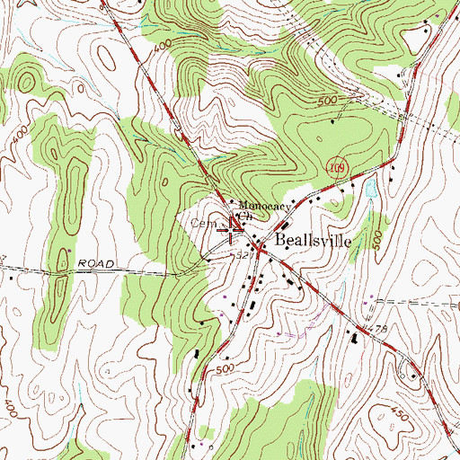 Topographic Map of Monocacy Church, MD