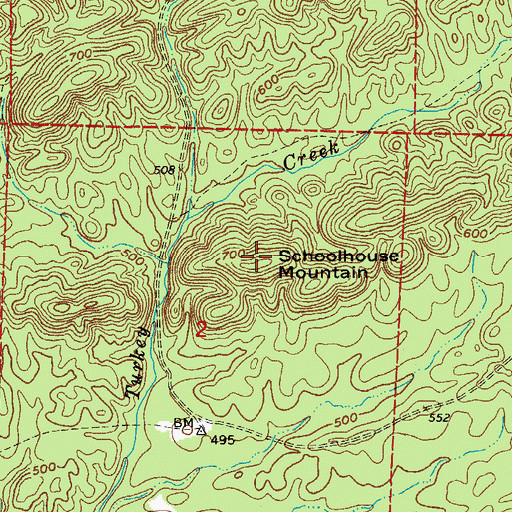 Topographic Map of Schoolhouse Mountain, AR