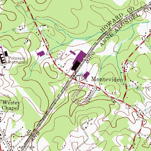 Topographic Map of Montevideo, MD