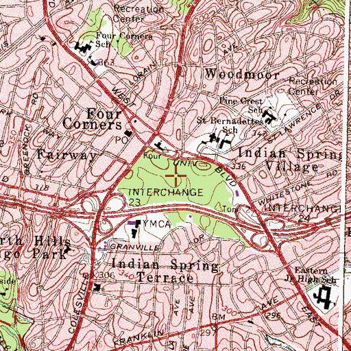 Topographic Map of Montgomery Blair High School, MD