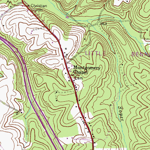 Topographic Map of Montgomery Chapel, MD