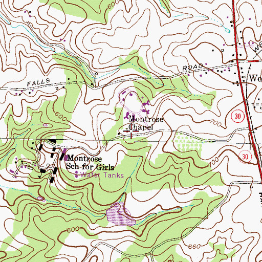 Topographic Map of Montrose Chapel, MD