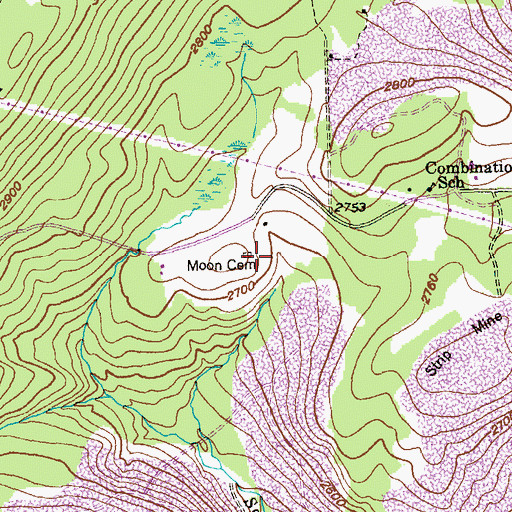 Topographic Map of Moon Cemetery, MD