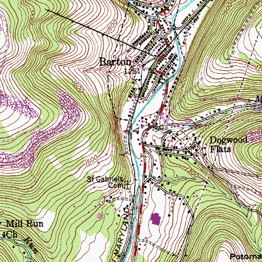 Topographic Map of Moores Run, MD